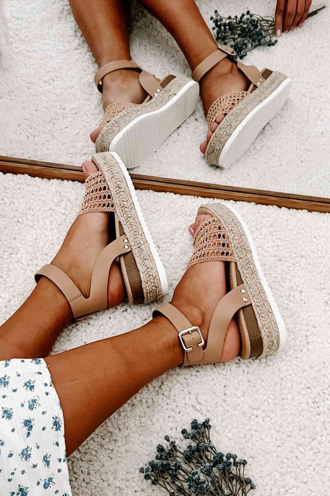 Hoyden Woven Platform/Wedge Sandal (Dark Nude) · NanaMacs - Image 3
