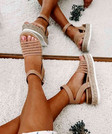 Hoyden Woven Platform/Wedge Sandal (Dark Nude) · NanaMacs