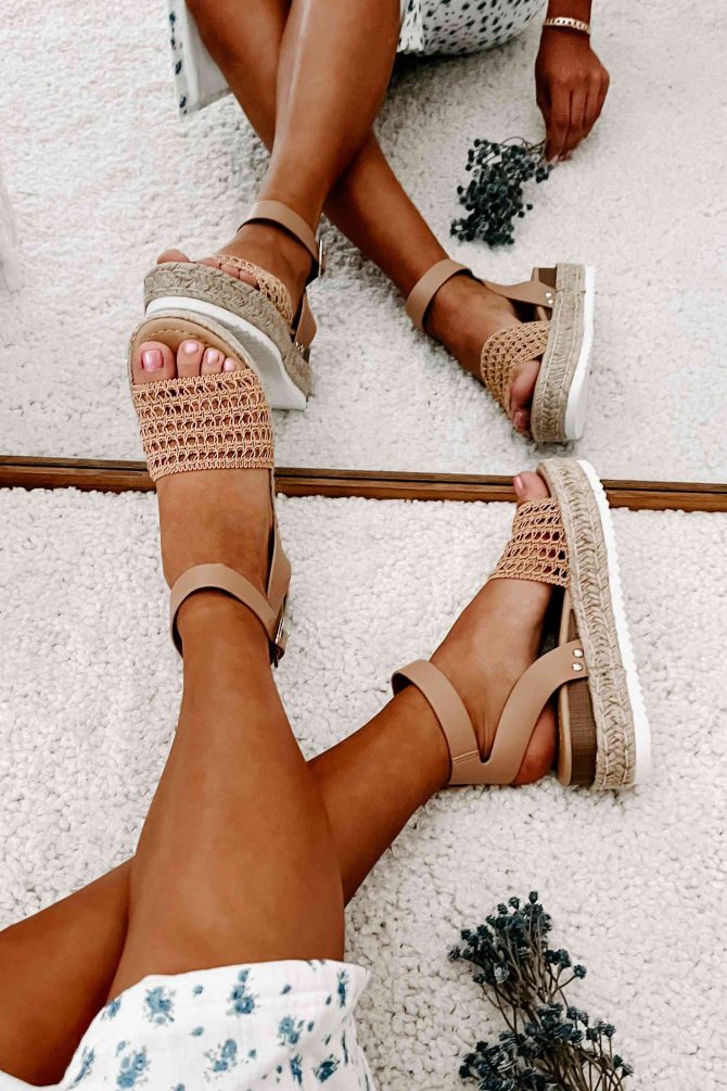 Hoyden Woven Platform/Wedge Sandal (Dark Nude) · NanaMacs