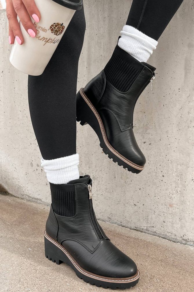 Being True To Myself Zip-Front Booties (Black) · NanaMacs