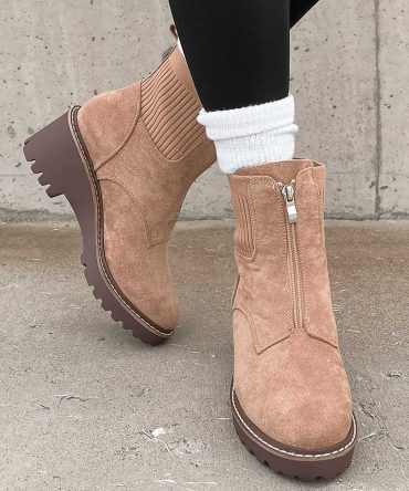 Being True To Myself Zip-Front Booties (Camel Suede) · NanaMacs