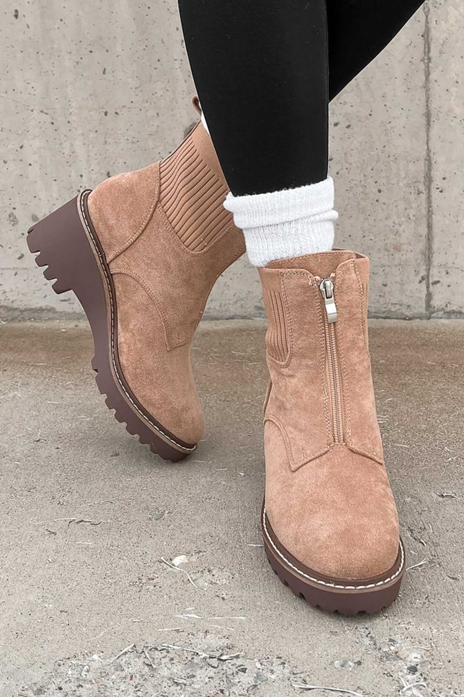 Being True To Myself Zip-Front Booties (Camel Suede) · NanaMacs