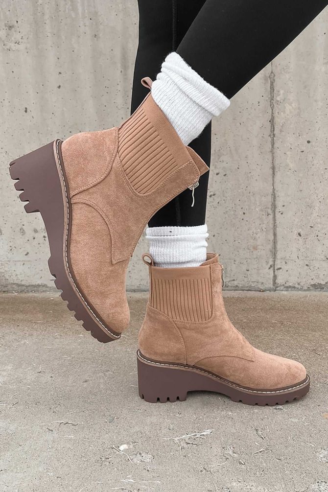 Being True To Myself Zip-Front Booties (Camel Suede) · NanaMacs - Image 3