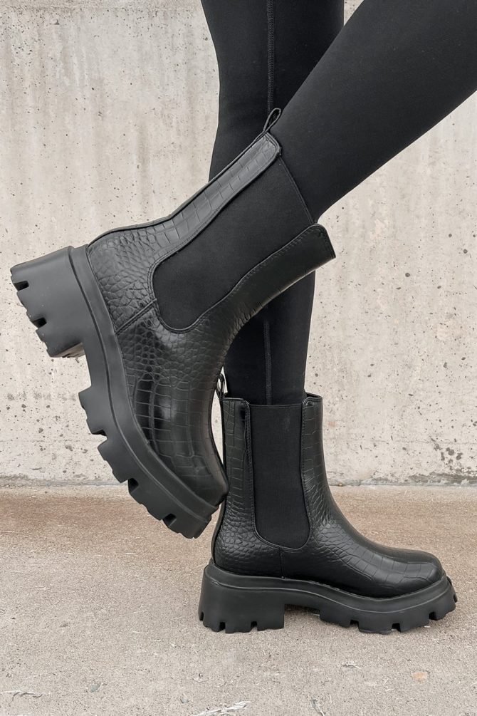 Depp Faux Croc Chelsea Boots (Black) · NanaMacs - Image 2