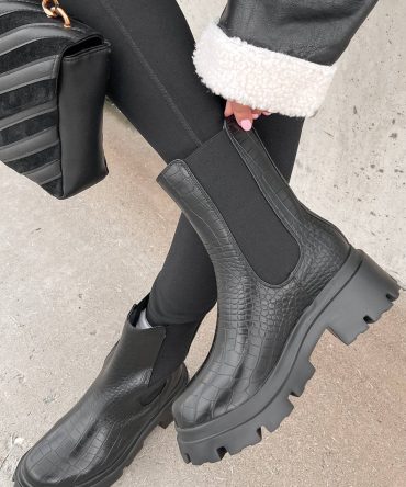 Depp Faux Croc Chelsea Boots (Black) · NanaMacs