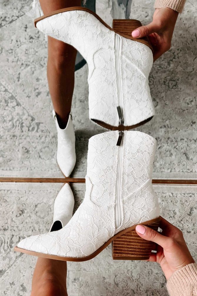 Rowdy Nights Lace Western Booties (White Lace) · NanaMacs - Image 2