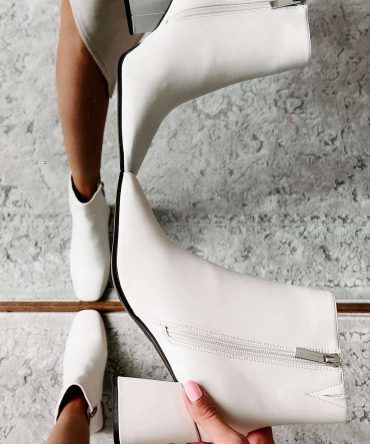 One Step Closer Faux Leather Bootie (Ivory) · NanaMacs