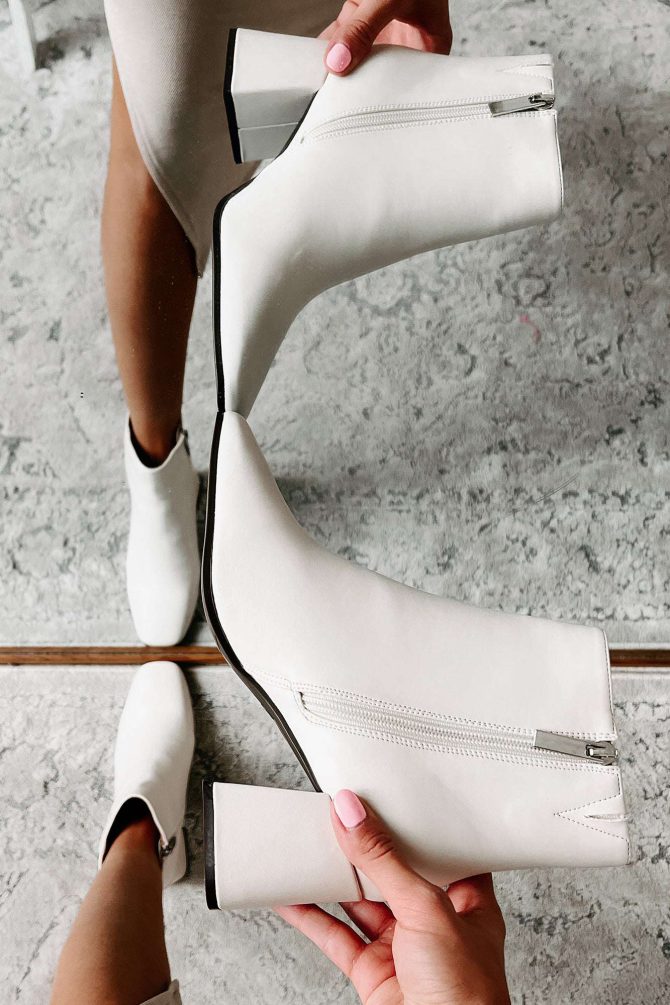 One Step Closer Faux Leather Bootie (Ivory) · NanaMacs