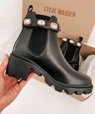 Hidden Gems Steve Madden Amulet Strap Booties (Black) · NanaMacs