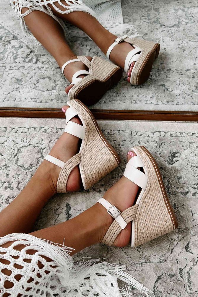Near & Dear Espadrille Wedge Sandals (Bone) · NanaMacs - Image 4