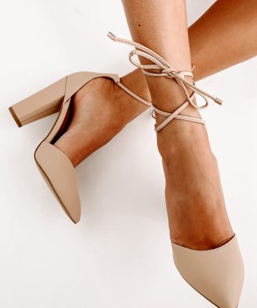 Astrid Ankle Wrap Closed Toe Heels (Nude) · NanaMacs