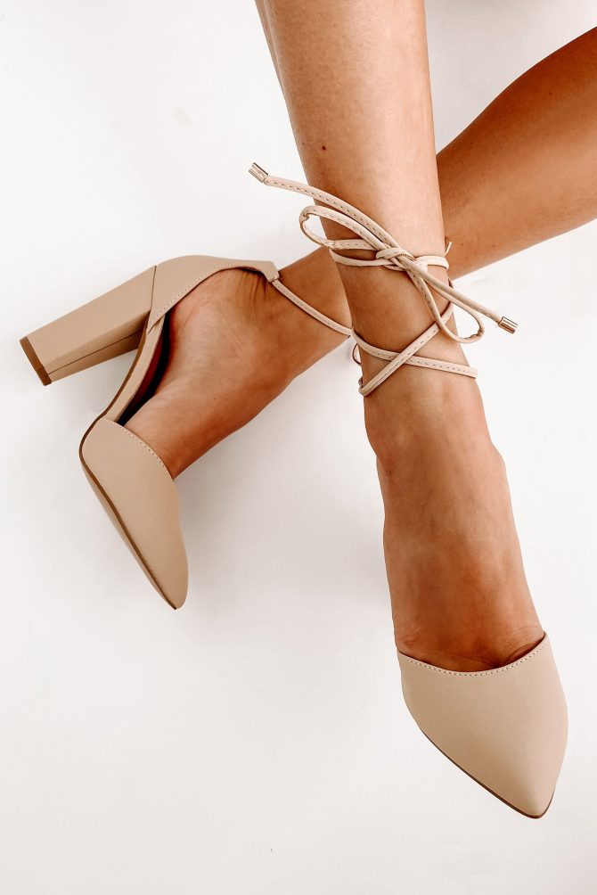 Astrid Ankle Wrap Closed Toe Heels (Nude) · NanaMacs
