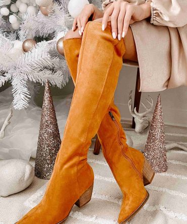 Arisa Faux Suede Over The Knee Boots (Camel) · NanaMacs