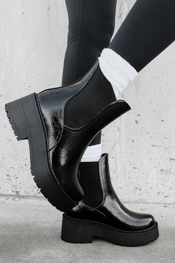 Yossi Paten Leather Platform Chelsea Boots (Black) · NanaMacs - Image 2