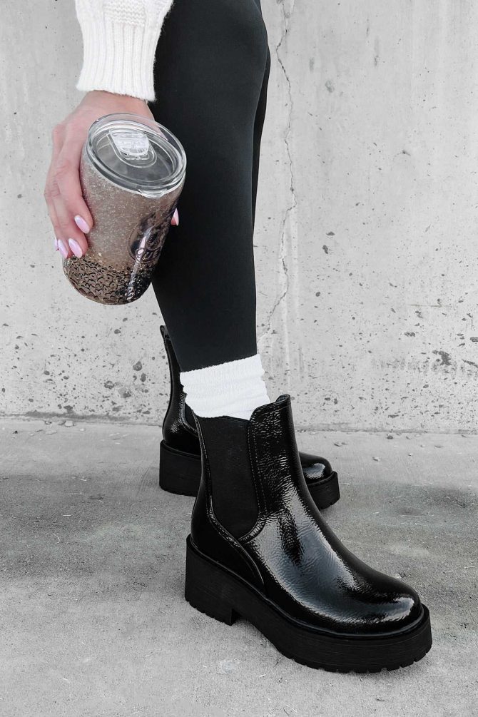 Yossi Paten Leather Platform Chelsea Boots (Black) · NanaMacs - Image 4
