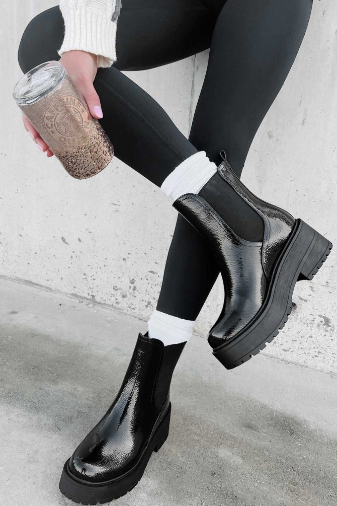 Yossi Paten Leather Platform Chelsea Boots (Black) · NanaMacs