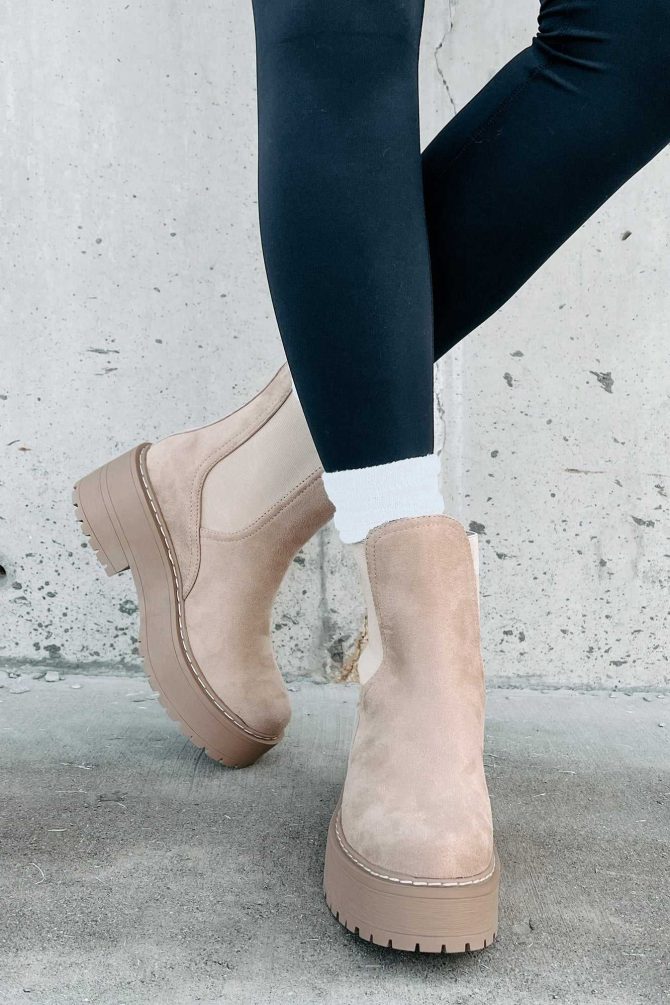 Yossi Faux Suede Platform Chelsea Boots (Camel) · NanaMacs - Image 3