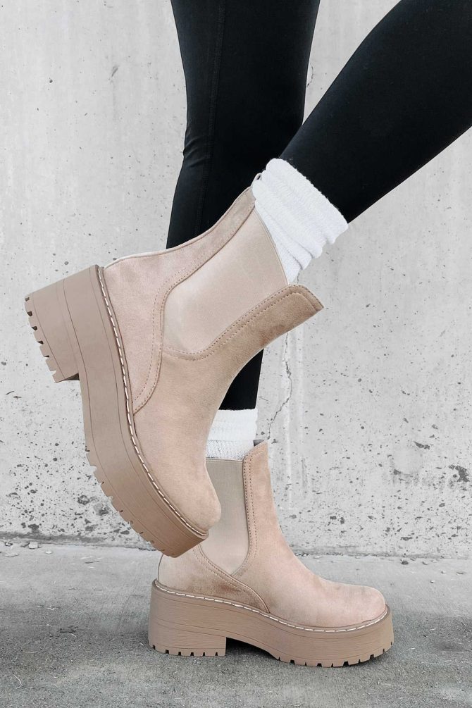 Yossi Faux Suede Platform Chelsea Boots (Camel) · NanaMacs - Image 2