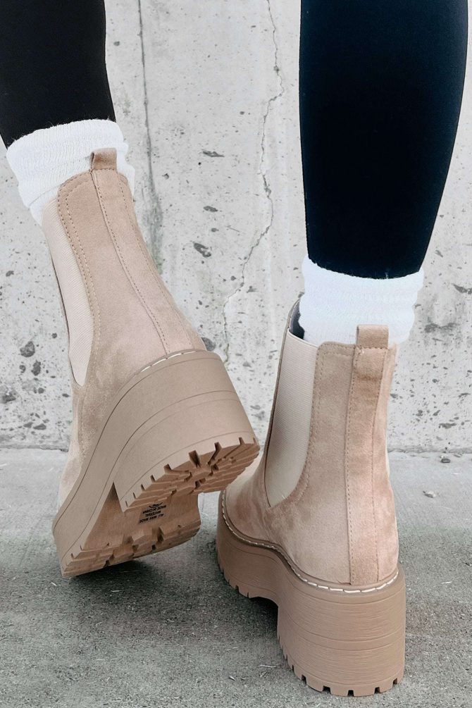 Yossi Faux Suede Platform Chelsea Boots (Camel) · NanaMacs - Image 4