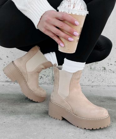 Yossi Faux Suede Platform Chelsea Boots (Camel) · NanaMacs