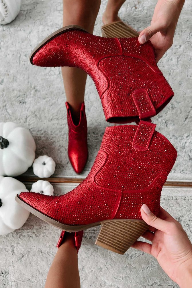 Forever Flashy Rhinestone Booties (Red) · NanaMacs