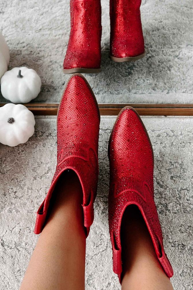 Forever Flashy Rhinestone Booties (Red) · NanaMacs - Image 3