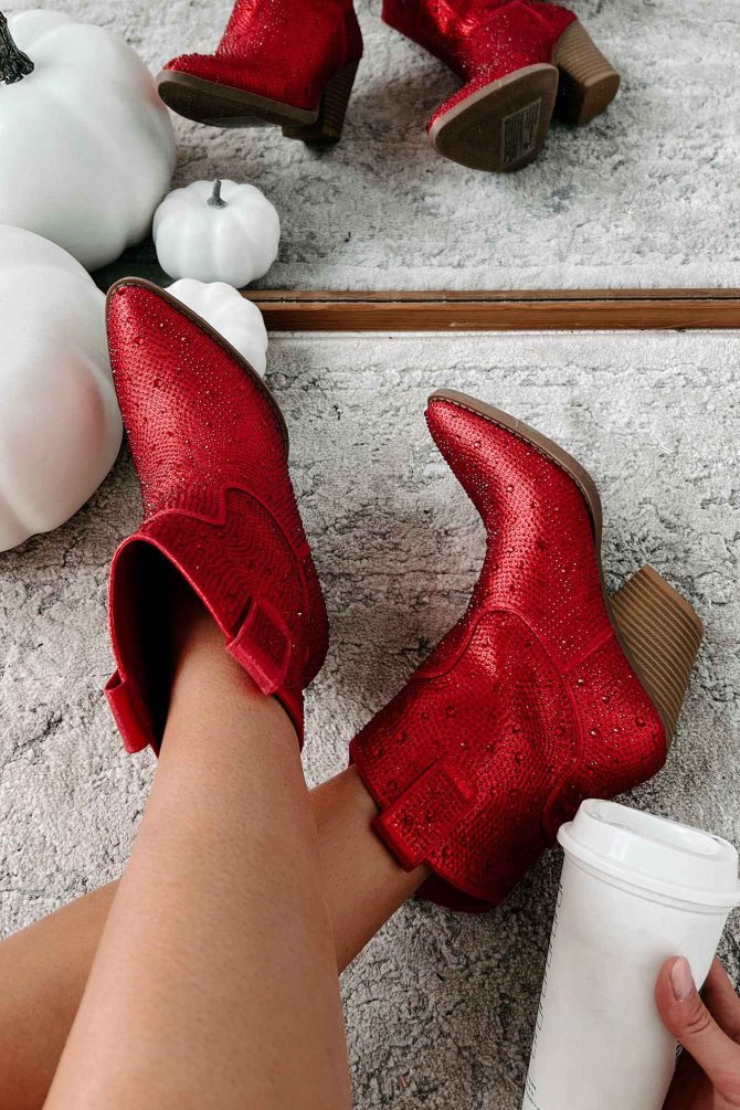 Forever Flashy Rhinestone Booties (Red) · NanaMacs - Image 2