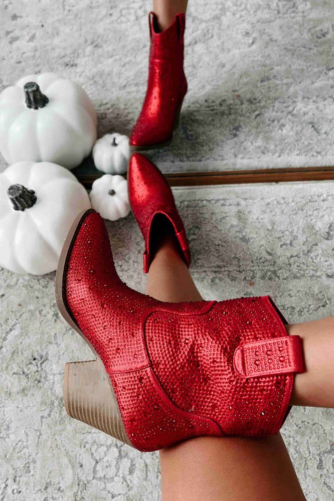Forever Flashy Rhinestone Booties (Red) · NanaMacs - Image 4