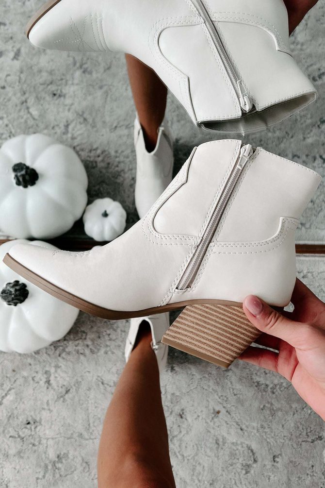 Roaming Spirit Faux Leather Western Booties (Off White) · NanaMacs - Image 2