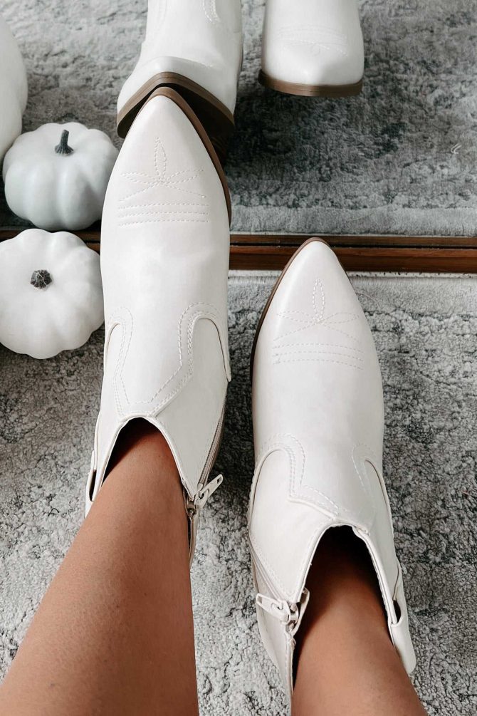 Roaming Spirit Faux Leather Western Booties (Off White) · NanaMacs - Image 4