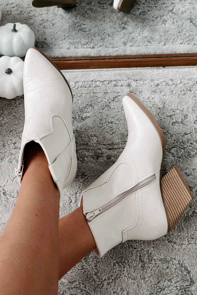 Roaming Spirit Faux Leather Western Booties (Off White) · NanaMacs - Image 3