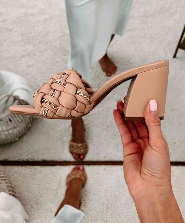 Woven Beauty Woven Chain Strap Heeled Sandal (Blush) · NanaMacs