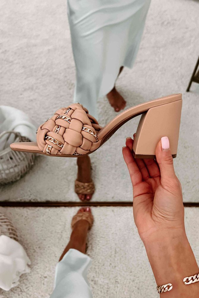 Woven Beauty Woven Chain Strap Heeled Sandal (Blush) · NanaMacs