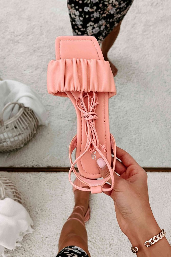 Brenda Ruched Ankle Wrap Sandals (Pink) · NanaMacs - Image 3