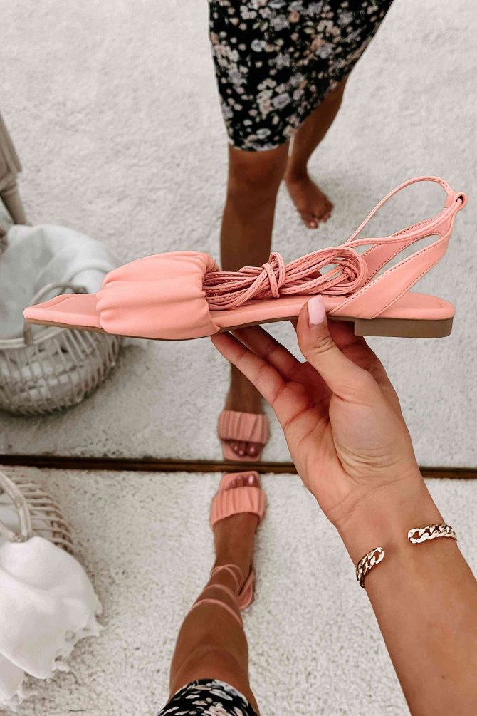 Brenda Ruched Ankle Wrap Sandals (Pink) · NanaMacs - Image 4
