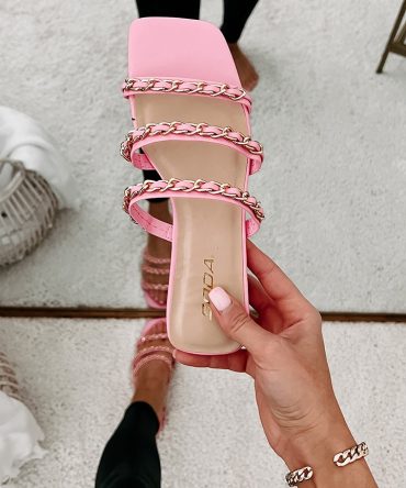 Getting Attention Strappy Chain Slip-On Sandals (Pink) · NanaMacs