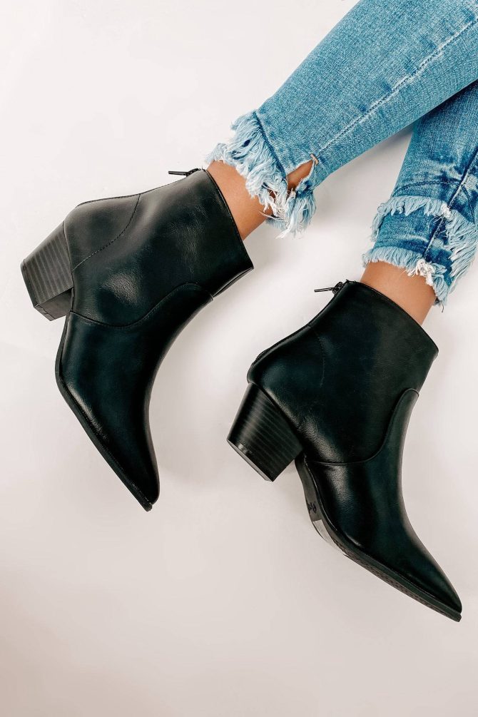 Magnetic Attraction Pointed Toe Faux Leather Booties (Black Crinkle PU · NanaMacs - Image 3