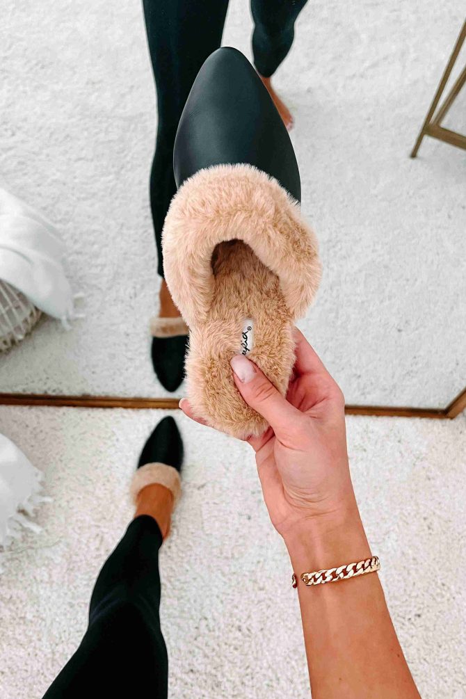 You're On Your Own Faux Fur Lined Mules (Black) · NanaMacs - Image 2