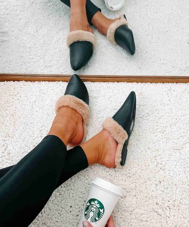 You're On Your Own Faux Fur Lined Mules (Black) · NanaMacs