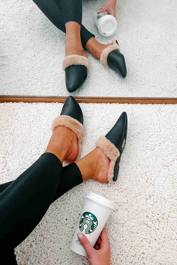 You're On Your Own Faux Fur Lined Mules (Black) · NanaMacs