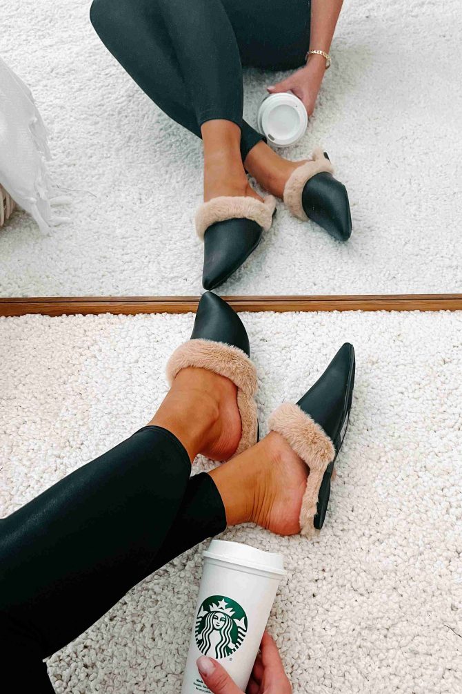 You're On Your Own Faux Fur Lined Mules (Black) · NanaMacs - Image 4