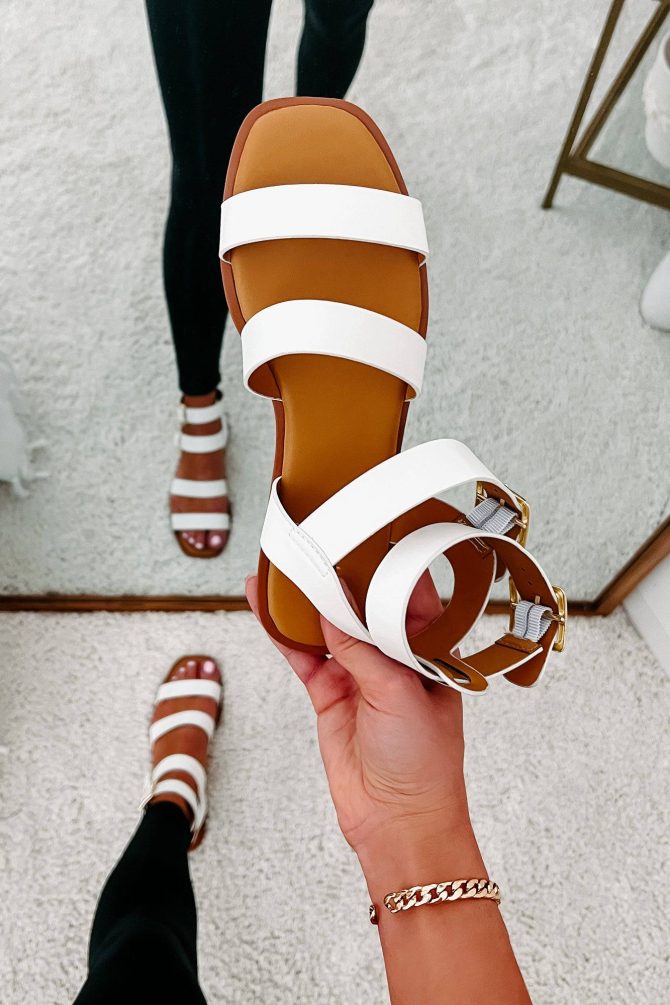Into The Arena Strappy Gladiator Sandals (White) · NanaMacs - Image 2