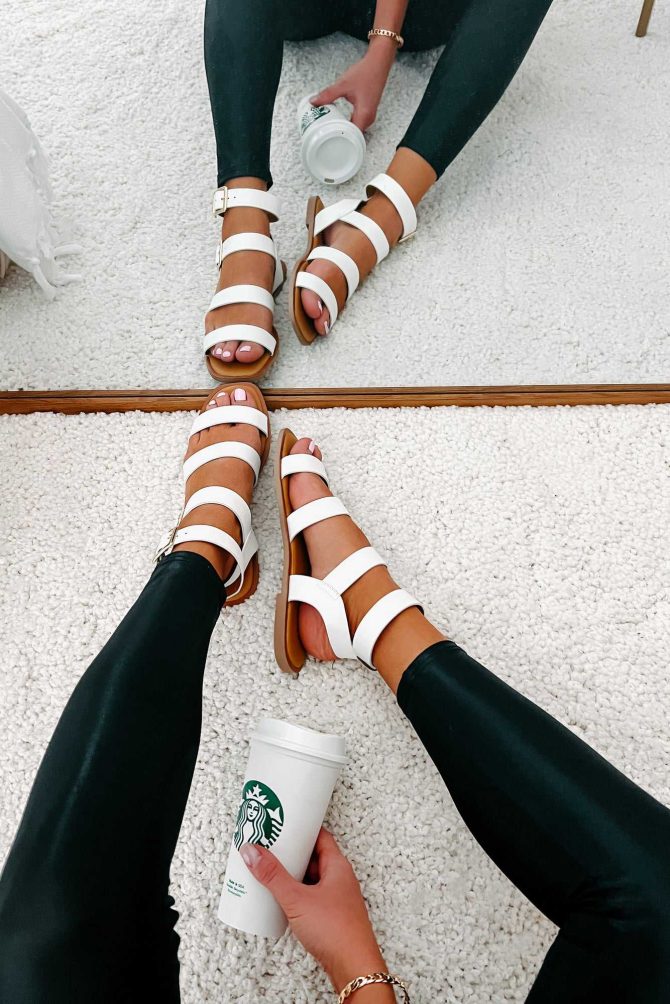 Into The Arena Strappy Gladiator Sandals (White) · NanaMacs - Image 3