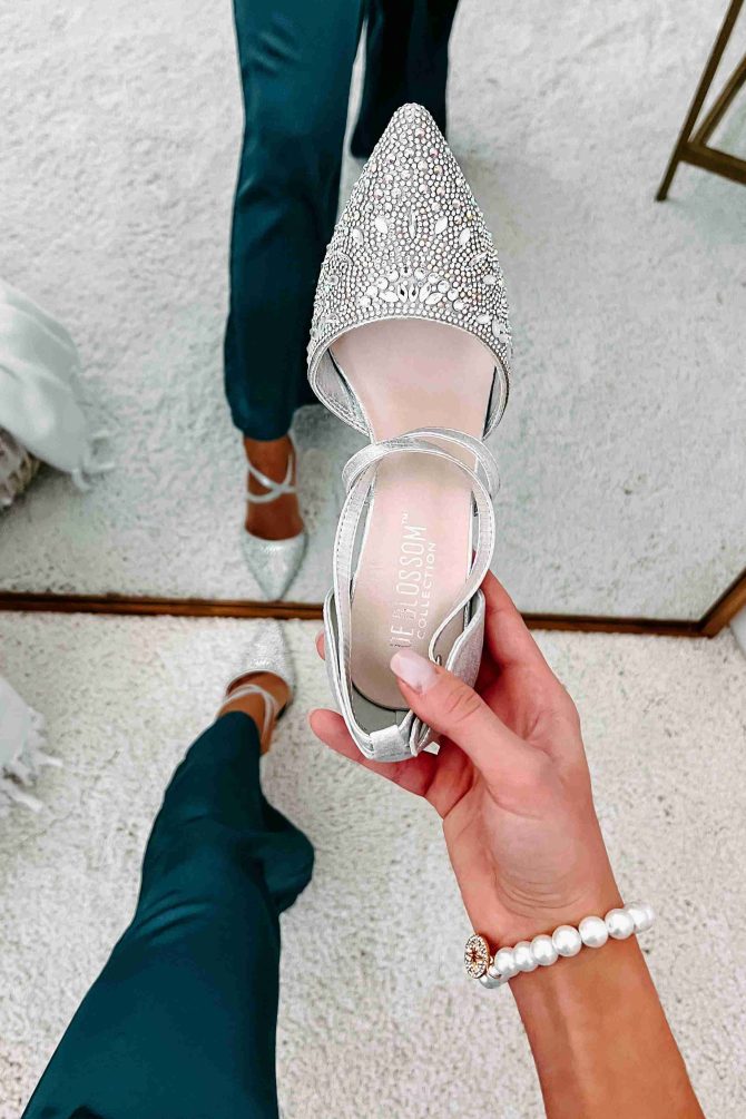 No Real Competition Pointed Toe Rhinestone Embellished Heel (Silver) · NanaMacs - Image 2