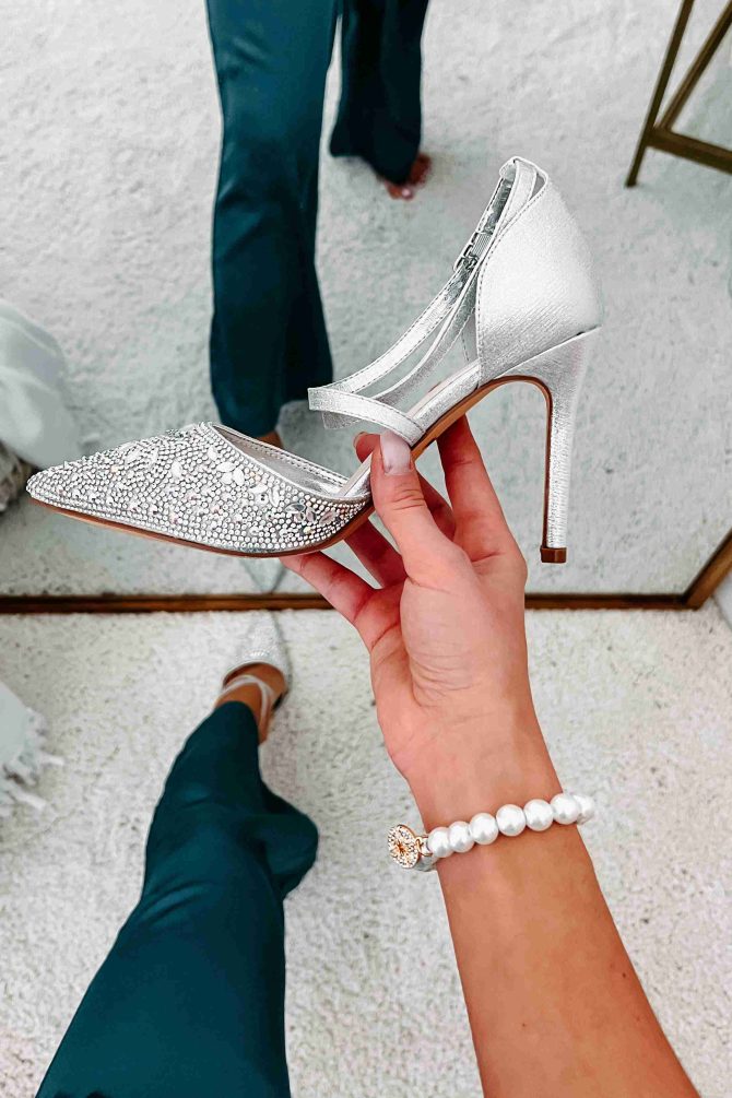 No Real Competition Pointed Toe Rhinestone Embellished Heel (Silver) · NanaMacs - Image 3