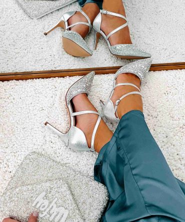 No Real Competition Pointed Toe Rhinestone Embellished Heel (Silver) · NanaMacs