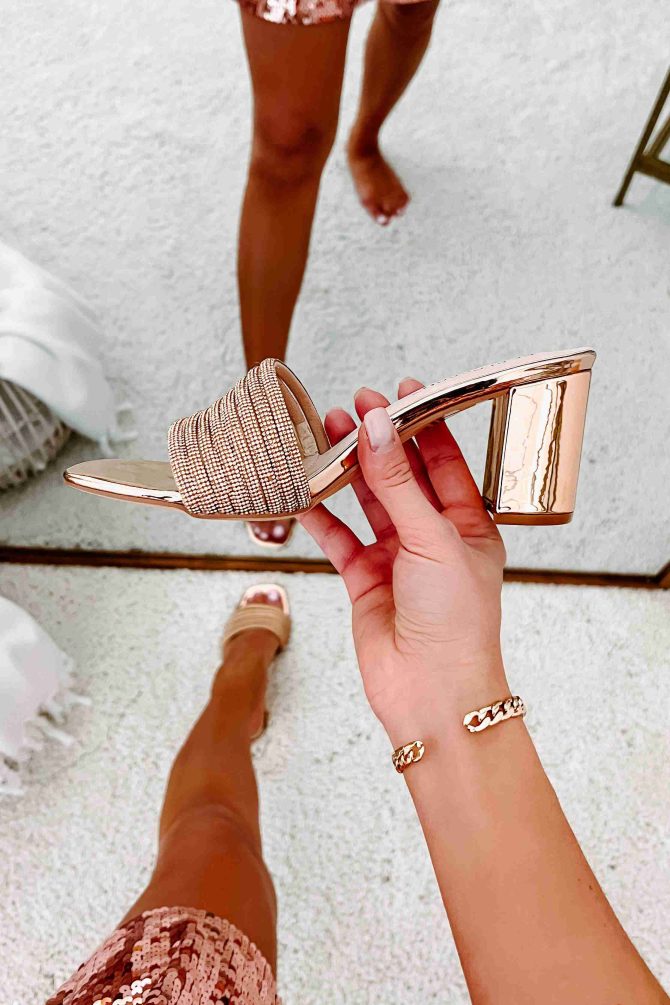 Flashy Feelings Mirrored Rhinestone Strap Heels (Rose Gold) · NanaMacs - Image 2