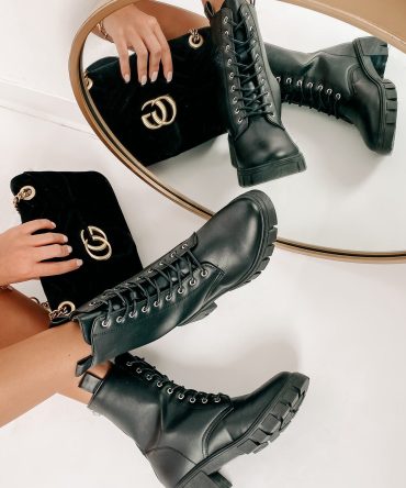 Adios Amigo Faux Leather Chunky Combat Boots (Black) · NanaMacs