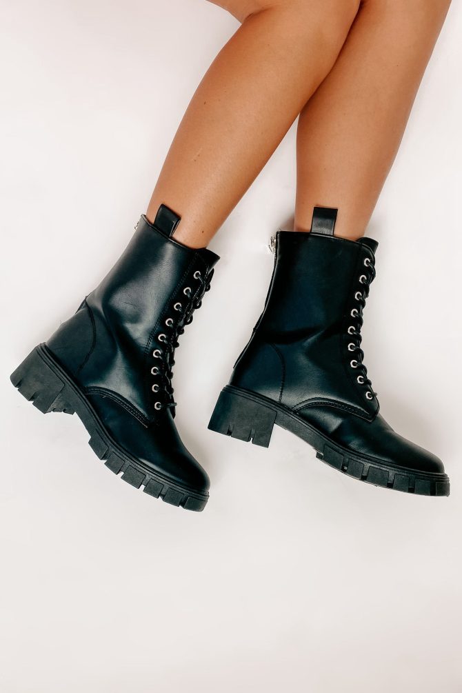 Adios Amigo Faux Leather Chunky Combat Boots (Black) · NanaMacs - Image 3