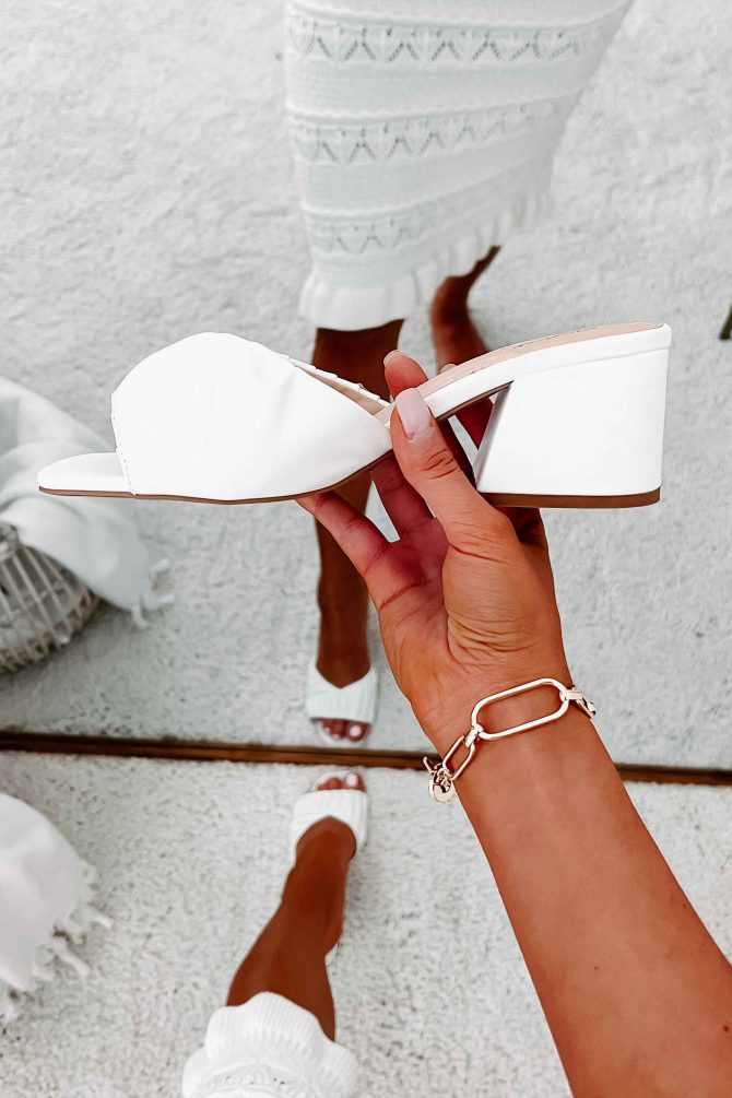 Highly Selective Pleated Strap Heeled Sandal (White) · NanaMacs - Image 2